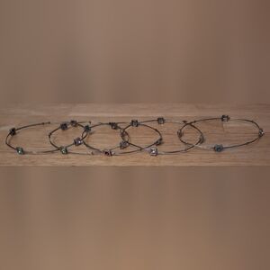 EUC Lot Of 5 Silver Tone Wire Rainbow Crystal Casual Bracelet Bangle Jewelry